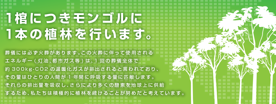 エコ棺でモンゴルに植林します。